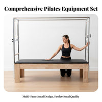 Luxury Reformer Combo Oak Wood Frame Pilates Reformer Bed Studio Grade Wooden Pilates Machine for Women, Adults, Home Gym