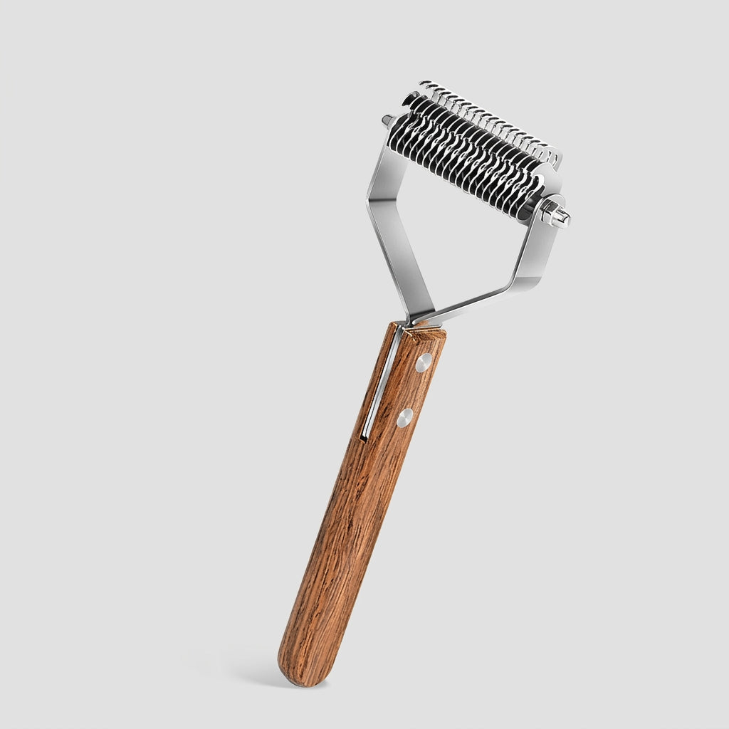 Pet Hair Remover for Dog Grooming and Cat Grooming, 316 Stainless Steel Pet Hair Brush with Rosewood Handle, Non Slip Undercoat Rake, Pet Comb