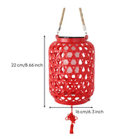 Lantern with Woven Shade Hanging Lantern with Rope Loop Boho for Porch