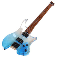 30-inch Headless Acrylic Electric Guitar with Blue Gradient