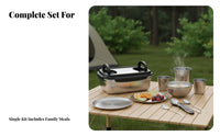 304 Stainless Steel Outdoor Tableware Set, Portable Camping Dinnerware, Bowl, Plate, Mug, Chopsticks, Spoon