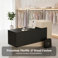 Commercial Checkout Counter Multi-Functional Modern Front Desk with Counter Spacious Storage Modern Front Desk for Receptionists, Office Lobby