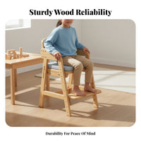 Adjustable Wooden Learning Chair Grows with Your Child for Preschoolers, Parents