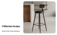 Upholstered Counter Stool with Backrest Light Luxury Design Bar Chair mechanical design Easy to Assemble for Adults, Dining Room