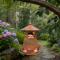 Feline-Shaped-Shaped Bird Feeder Feeding Ports Garden Decor Rustic Look