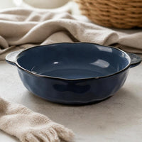 Large Ceramic Serving Bowl with Handles for Soups and Stews, 12-14 Inch