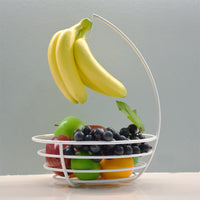 Fruit Bowl with Banana Hanger Hook, Modern Nordic Style Fruit Basket for Kitchen Countertop