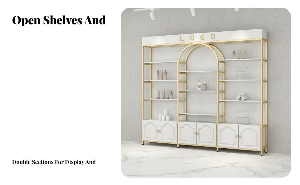 Cosmetic Display Cabinet Large Capacity Multi-Layer Product Display Rack Easy Assembly Beauty Salon Storage Shelf for Business Owners, Cosmetics Store