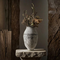 Vase with Pedestal Base Antique-Inspired Vessel Rustic for Tabletop Styling