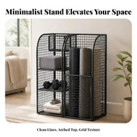 Removable Exercise Mat Mat Holder | Freestanding Metal Frame, Open-Grid Construction, Workout Gear Organizer