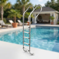 Stainless Steel Pool Ladder No Permanent Holes Pool Ladder with Handrails Rust-Resistant