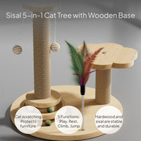 5-in-1 Cat Tree with Sisal Scratching Post and Toys