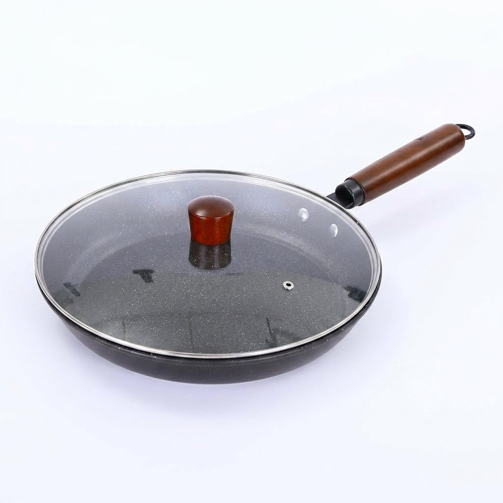 Frying Pan for Induction Hob and Cooker, Nonstick Granite Pancake and Griddle Pan, Stainless Steel Egg Cooker with Lid, Crepe Breakfast Tool