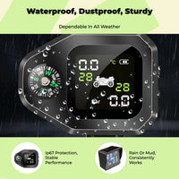 Motorcycle Tire Pressure Monitoring System, Cordless, LCD