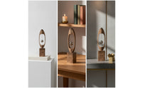 Sculptural Ornament with Shiny Ball Wood-Grain Resin Statue with Hanging Ball