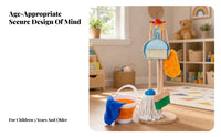 Storage Rack Kids Cleaning Play Set Early Learning Kids Broom Mop Set Plastic Heads Child Playset Colored Parts for Children