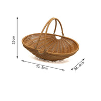 Handmade Picnic Basket Handwoven Woven Hand Basket Multi-Use for Living Room
