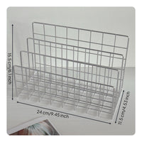 Desktop Book Stand Space Saving Metal Grid Storage Rack Keeps Desk Organized Metal Wire File Sorter for Students