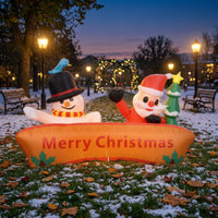 Santa Inflatable with LED Lights Outdoor Inflatable Snowman and Santa Christmas Yard Decoration with Lights Festive Magical