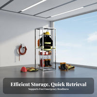 Firefighter Gear Rack Rustproof Stainless Steel Turnout Gear Rack Heavy Duty Rotating Uniform Stand for Firefighters, Crisis Crews Teams, Fire Station