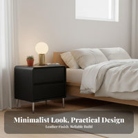 Modern Minimalist Nightstand Compact Size 2-Drawer Bedside Table Handleless Design Bedside Cabinet with Drawers for Adults, Couples, Dorm Room, Office