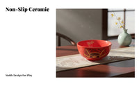 Autumn Festival Dice Bowl Set, Large Red Ceramic, Festive Gift, Full Accessories