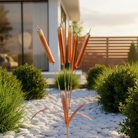 5 Pieces Metal Wind Chimes with Stake Rustic Cattail Garden Stake for Patio