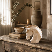 Horse Head Sculpture Distressed Finish House Decoration Stable Base Home Decor for Entryway, Bedroom