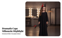 Maxi Performance Dress Halloween Cape Sleeve Dress Cosplay Gown Machine Washable for Girls, Kids