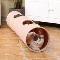Foldable Cat Tunnel Bed with Soft Lining, Silent Rice White Cat Cave for Small Cats, 120cm Oxford Cloth Play Area with Hanging Attachment