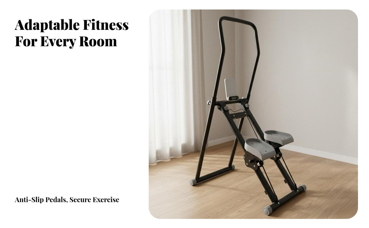Space-Saving Foldable Stair Climber Non-Slip Pedals Stair Climber with Display Calorie Calorie Consumption Home Stepper Exercise Machine Quiet Operation for Beginners, Seniors, Adults, Small Areas, Indoor, Apartments, Living Room