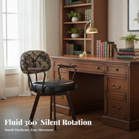 Upholstered Vanity Chair Curved rearrest rotate Armchair Plush Comfort for Teens