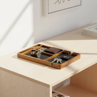 Wooden Valet Tray Phone Slot Desktop Storage Tray Smooth Surface for Office