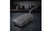 Stainless Steel Taco Shell Fryer Basket Long Handle Taco Fryer with 8 Slots Heavy Duty V-Shaped Frying Basket Commercial Grade for Chefs, Home Cooks, Deep Fryers
