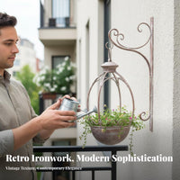 vertical surfaceMounted bloom planter Wrought Iron Design vertical surfaceMounted Pot Holder for Patio