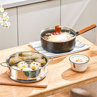 Maifan Stone Cooking Pot Even Heat Distribution Non-Stick Battered Fryer Small Fryer Pot with Drainer Rack Spatter-Resistant Lid
