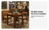 Retro design Carbonized Wood Table and Chair Combo sturdyDuty Construction Dining set with Bench utilitarian Design Commercial Furniture Space Saving for Restaurant Owners, Cafe Proprietors, Bar Managers, Barbecue Joint, Food Court, casual eatery, Kitchen
