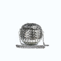 Silver Sequin Handwoven Spherical Box Bag