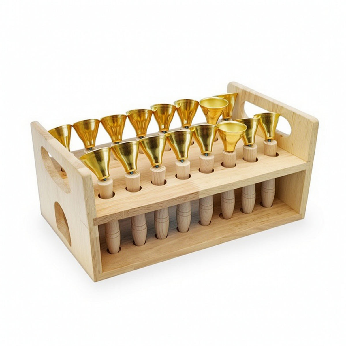 Percussion Hand Bells with Stand Wooden Hand Bell Set with Rack Educational Musical Handbell Set for Young Children
