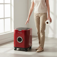 Rolling Trash Bin Movable Lidded Garbage Can Large Capacity for Bathroom