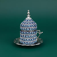 Turkish Coffee Cup Set Ornate Evil Eye Cup Traditional Ottoman Design
