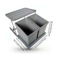 Space-Saving Pull-out Trash Bin Concealed Cabinet Trash Bin with Double Buckets Concealed Double Garbage Can Two-Bucket for Homeowners