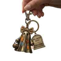 Halloween Ghost Keychain Retro Patch Bow Ghost Decoration Pendant Bag Charm