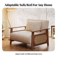 Transformable Armchair Bed Foldable Design Fold-Extendable Sleeper Chair Sturdy Wood Frame Minimalist Design
