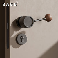 Black Walnut Bedroom Wood Door Lock Original Magnetic Silent Lock Interior Retro Door Handle New Chinese Style