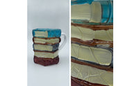 Stacked Book Mug Carved Book Stack Mug Faceted Decorative Cup for Readers, Librarians, Bookshelf, Study, Desk
