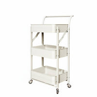 3-Tier Mesh Trolley With casters Rolling Rack Large Capacity for Pantry, Students