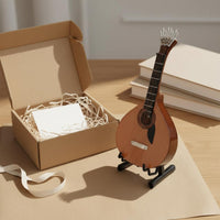 Miniature Portuguese Guitar Fine Workmanship Portuguese Guitar Model Includes Stand and Case Wooden Instrument Ornament for Music Lovers