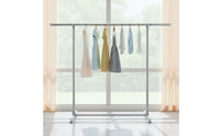 Stainless Steel Clothes Rack with Single Metal Floor Standing Clothes Rack Freestanding Clothing Organizer Space Saving for Bedroom, Laundry Room