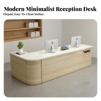 Modern Reception Desk Wide Countertop Modern Front Counter Table Sturdy Construction Company Front Desk Table for Cashiers, Retail Store, Lobby, Cafe